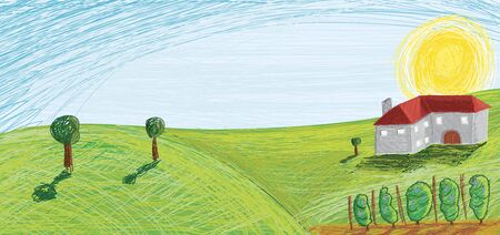 Vineyard vector illustrationのイラスト素材