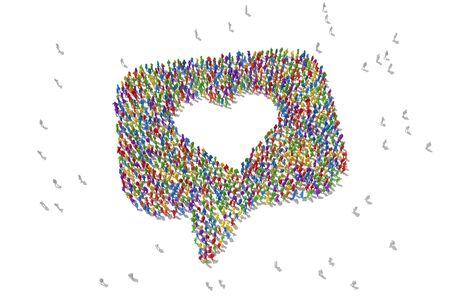 Large group of people in the shape of a heart