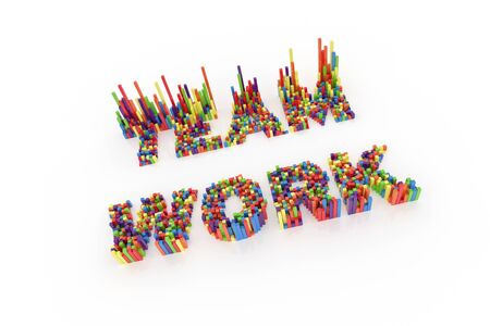 Large group of people in the shape of teamwork on a white background. 3D illustration