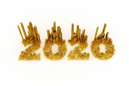 Business graph and currency symbol, represents growth in the new year three-dimensional rendering, 3D illustrationの写真素材