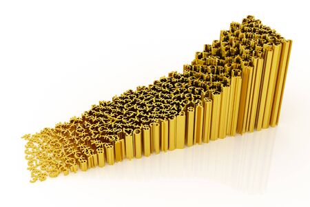 Business graph and currency symbol, represents growth in the new year three-dimensional rendering, 3D illustrationの写真素材