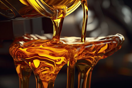 Flowing engine oil in action.の写真素材