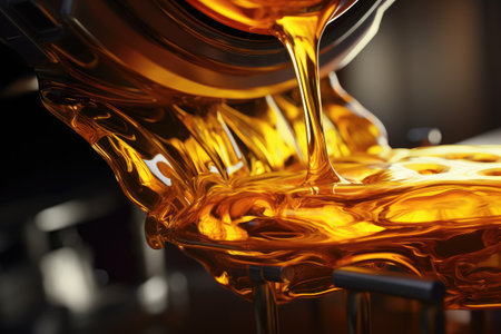 Flowing engine oil in action.の写真素材