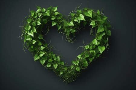 Wild vine with rough, hairy heart-shaped green leaves isolated