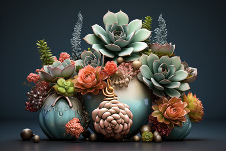 Gorgeous Succulent Vasesの写真素材