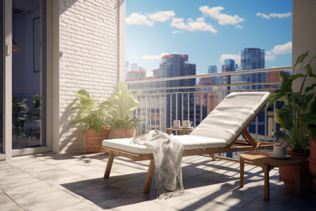 Sunbathe on the balcony during self-isolation. City apartment provides a serene escape. Enjoy...