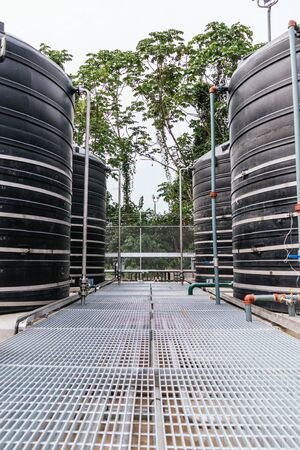 large water tanks to feed the machinery, avoid overheatingの写真素材
