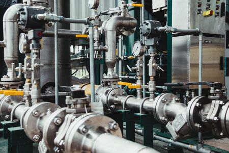 pipes, industrial elements, screws, pressure, pressure structures. connections ready for useの写真素材