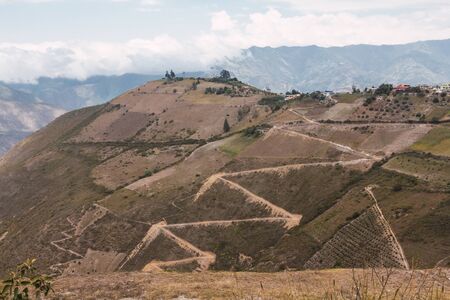 dry climate landscape destroyed by mining, landscape in continuous changeの写真素材