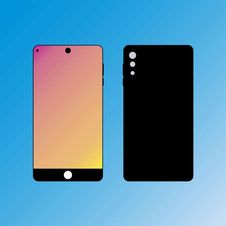 Mobile phone icon with back and frontのイラスト素材