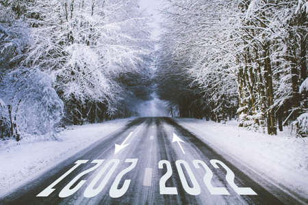 The end of 2021, The beginning of 2022 , Happy New Year Concept Imageの写真素材