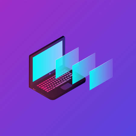 Isometric Notebook Vector Illustration, gradient colorのイラスト素材