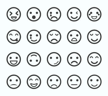 Flat Emojis Pack , isolated vector setのイラスト素材