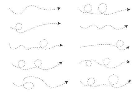 Set of dashed line arrowsのイラスト素材