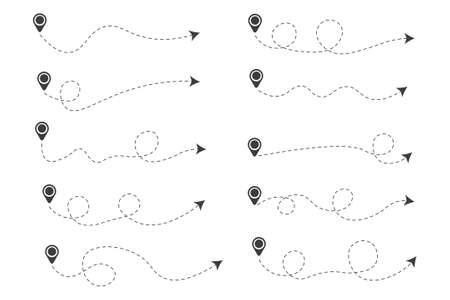 Set of dashed line arrowsのイラスト素材