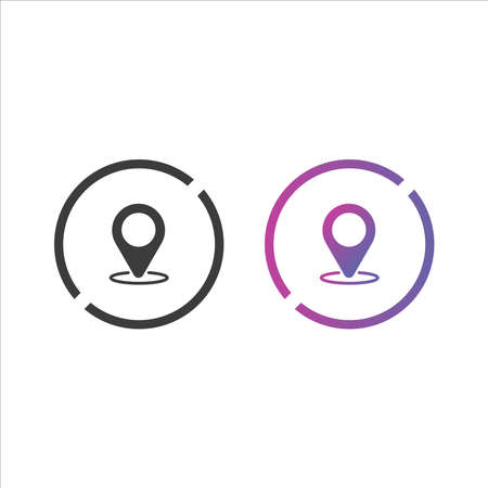 Location pin icon button, in solid and gradient colorのイラスト素材