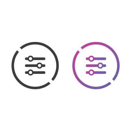 Setting sliders icon button, in solid and gradient colorのイラスト素材