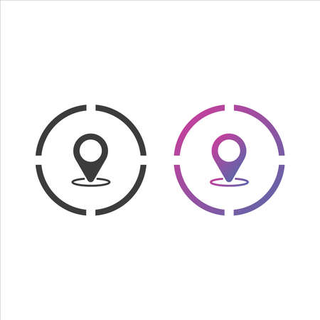 Location pin icon button, in solid and gradient colorのイラスト素材