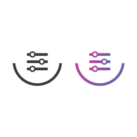 Setting sliders icon button, in solid and gradient colorのイラスト素材