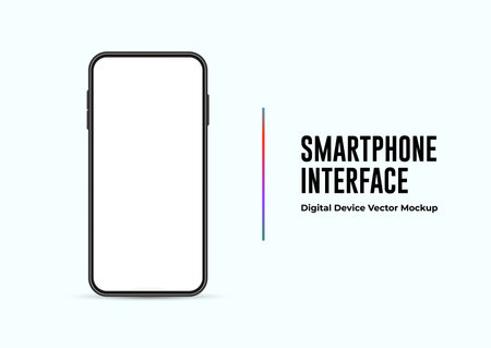 Realistic smartphone interface, digital device vector mockup, phone front viewのイラスト素材