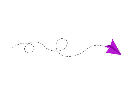 Dashed line paper airplane routeのイラスト素材
