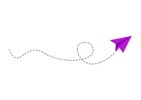 Dashed line paper airplane routeのイラスト素材