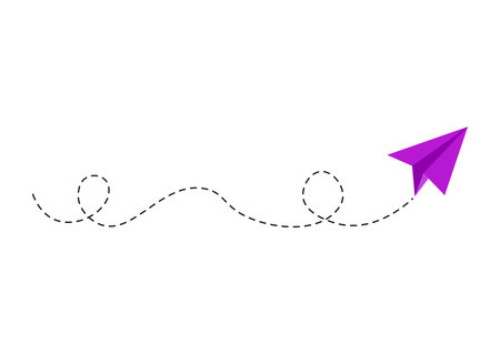 Dashed line paper airplane routeのイラスト素材