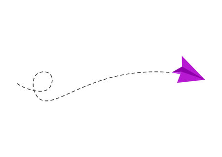 Dashed line paper airplane routeのイラスト素材