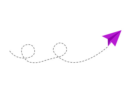 Dashed line paper airplane routeのイラスト素材