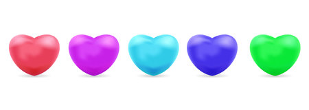 Set of colorful hearts 3d stylizedのイラスト素材