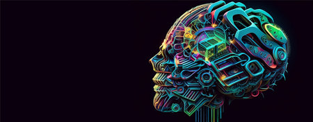 Abstract human brain concept, digital art, colorful, realistic image with generative ai technologyの素材