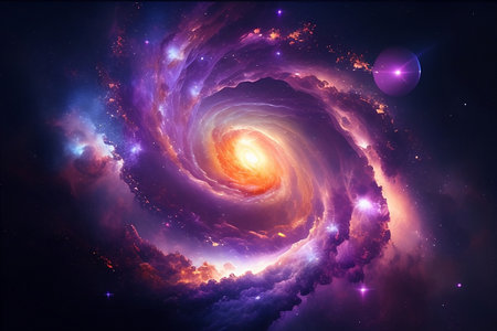 Spiral galaxy in a space digital art with generative ai technologyの素材