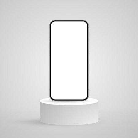 Realistic Smartphone Interface, High Quality Mobile Phone Front View, Empty Screen Vector Mockupのイラスト素材