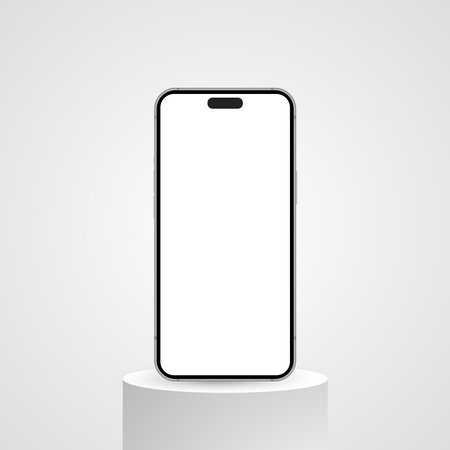 Realistic Smartphone Interface, High Quality Mobile Phone Front View, Empty Screen Vector Mockupのイラスト素材