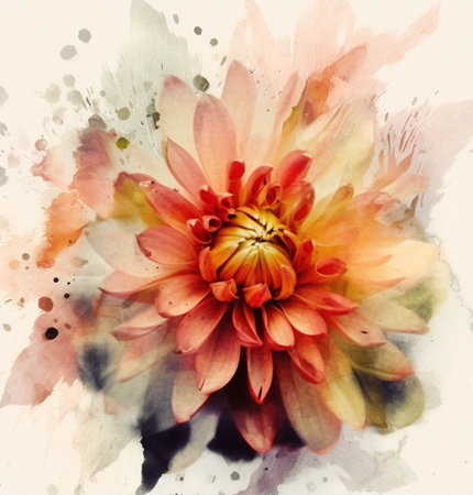 Watercolor painting of a flower on a watercolor background. Abstract floral background. Double exposure watercolor flower with generative aiの素材