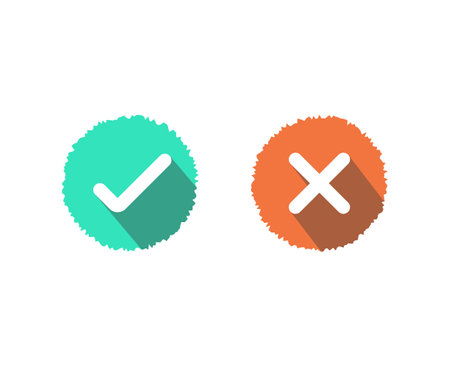 Checkmark and cross symbol elementsのイラスト素材