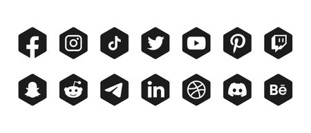 Popular social network symbols, social media logo icons collectionのeditorial素材