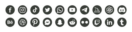 Popular social network symbols, social media logo icons collectionのeditorial素材
