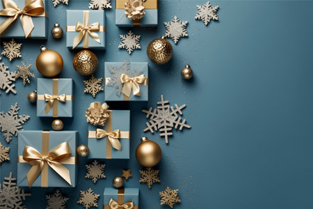 Christmas background with gift box and christmas tree, new year banner backgroundの素材