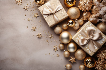 Christmas background with gift box and christmas tree, new year banner backgroundの素材