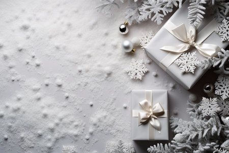 Christmas background with gift box and christmas tree, new year banner backgroundの素材