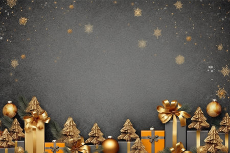 Christmas background with gift box and christmas tree, new year banner backgroundの素材
