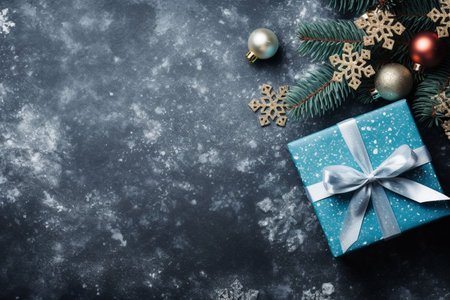 Christmas background with gift box and christmas tree, new year banner backgroundの素材