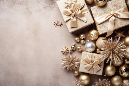 Christmas background with gift box and christmas tree, new year banner backgroundの素材