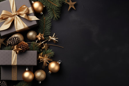 Christmas background with gift box and christmas tree, new year banner backgroundの素材