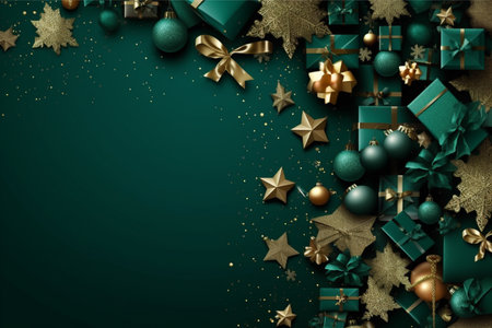 Christmas background with gift box and christmas tree, new year banner backgroundの素材