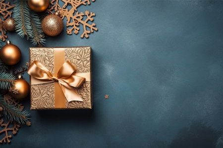 Christmas background with gift box and christmas tree, new year banner backgroundの素材