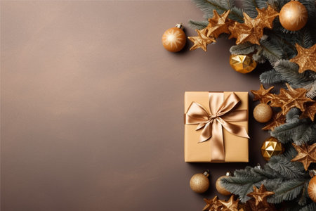 Christmas background with gift box and christmas tree, new year banner backgroundの素材