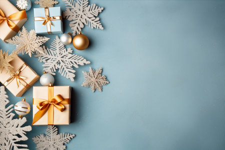 Christmas background with gift box and christmas tree, new year banner backgroundの素材