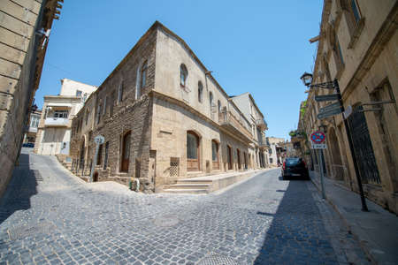 Baku, Azerbaijan - April 29, 2020: Street in Icheri Sheher (Old Town) of Baku, Azerbaijan. Icheri Sheher is the historical core of Baku.のeditorial素材